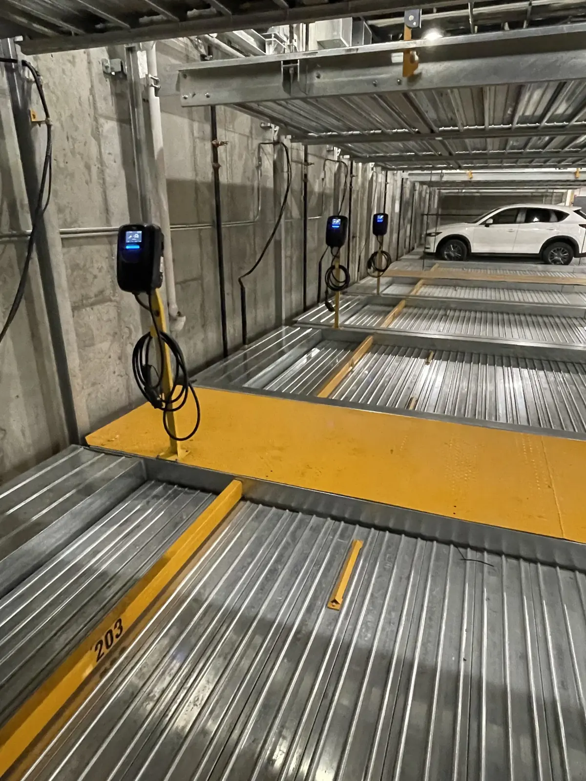EV chargers on Trivial parking platforms